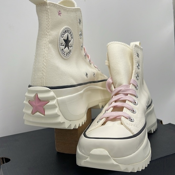Converse WMNS RUN STAR HIKE HI EGRET/LOTUS PINK/BLACK A12205C Platforms Sneakers - Picture 9 of 16
